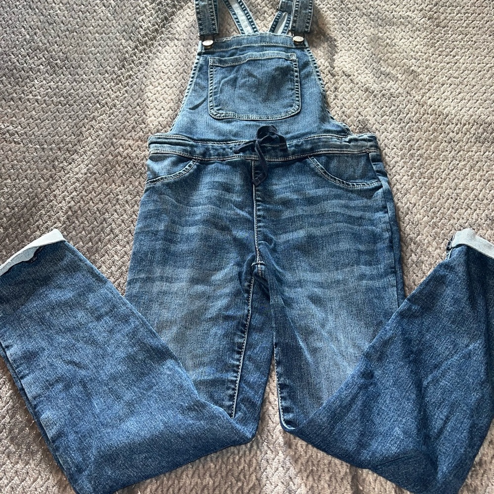 Justice Girls Blue Stretch Denim Overalls